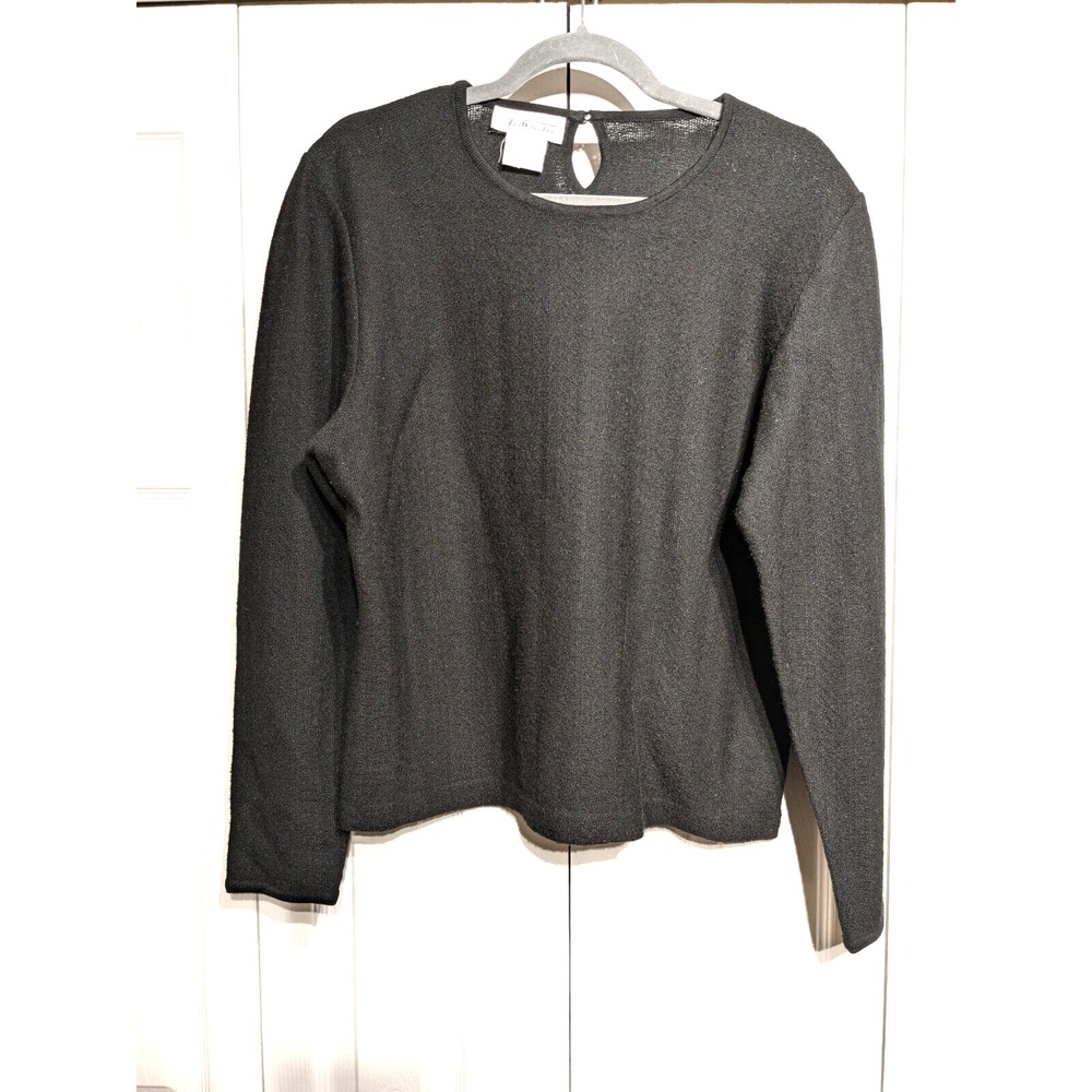 Vintage Talbots Women Sz: L Wool Blend Long Sleeve Pull Over Crew Neck Black Y2K